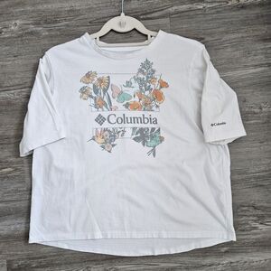 Columbia White Floral Graphic Tee